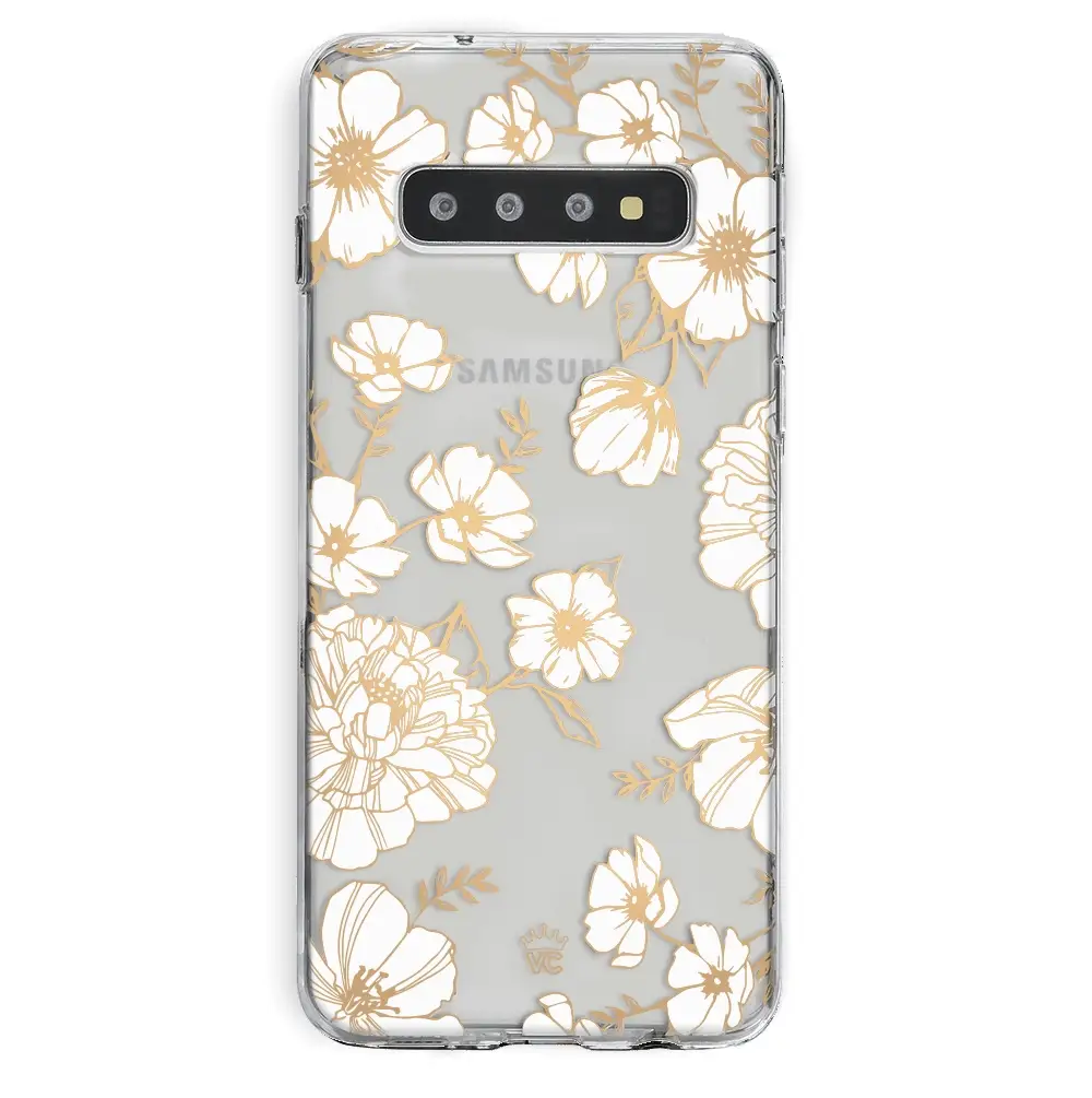 White and Gold Floral Clear Samsung Case - Image 11