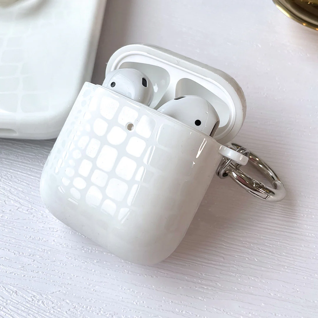 White Croc AirPod Case - Image 2