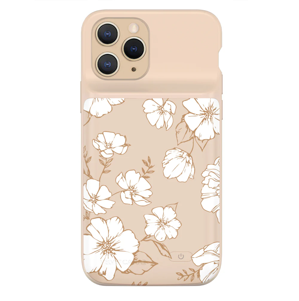 White Floral iPhone Charging Case - Image 19