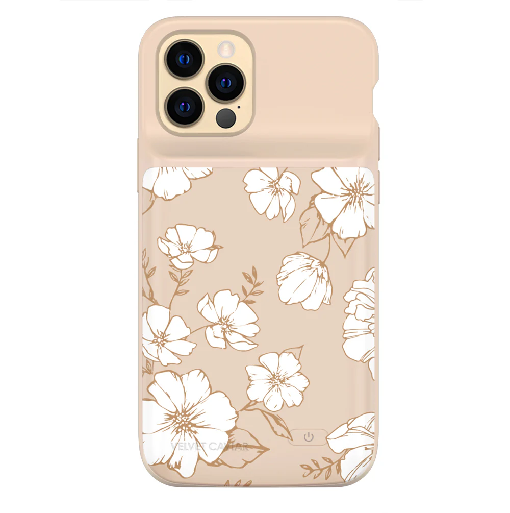 White Floral iPhone Charging Case - Image 37