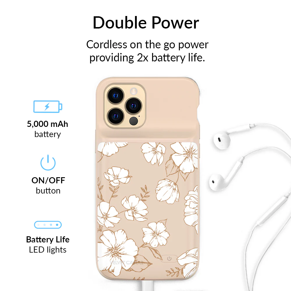 White Floral iPhone Charging Case - Image 38
