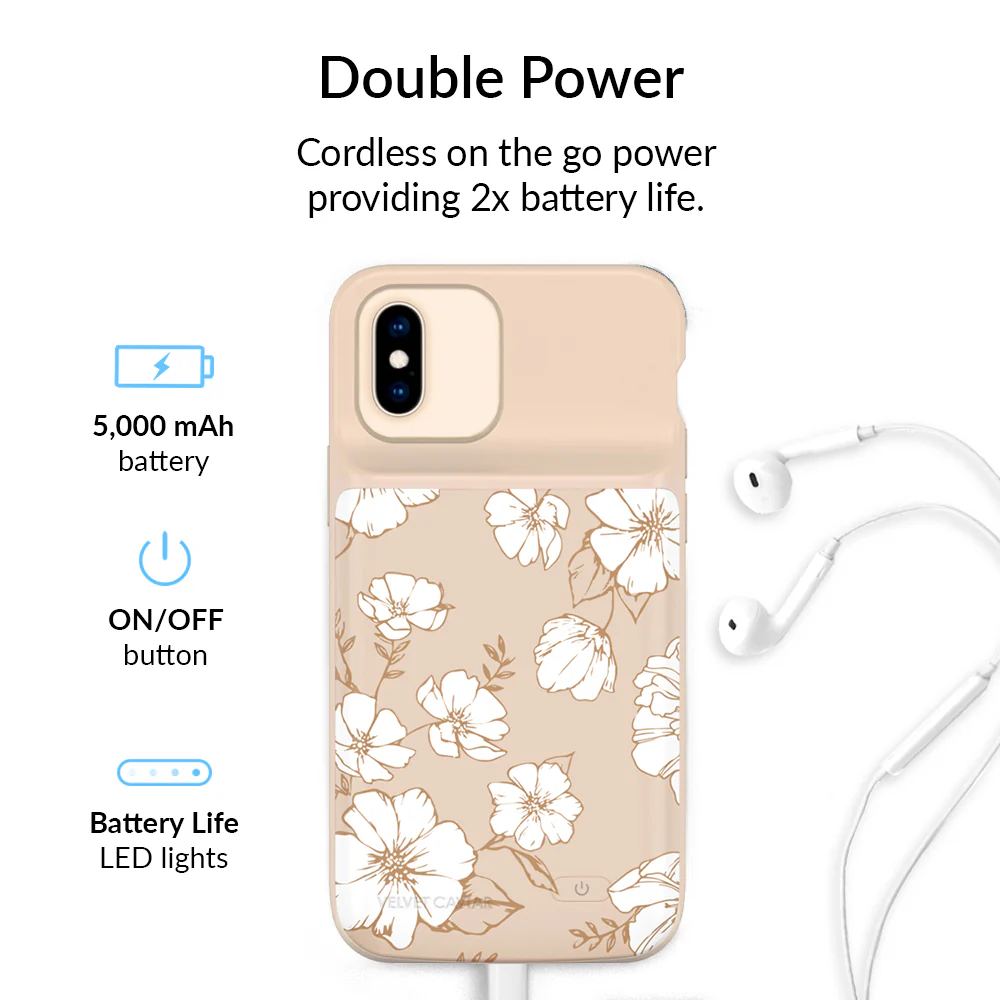 White Floral iPhone Charging Case - Image 8