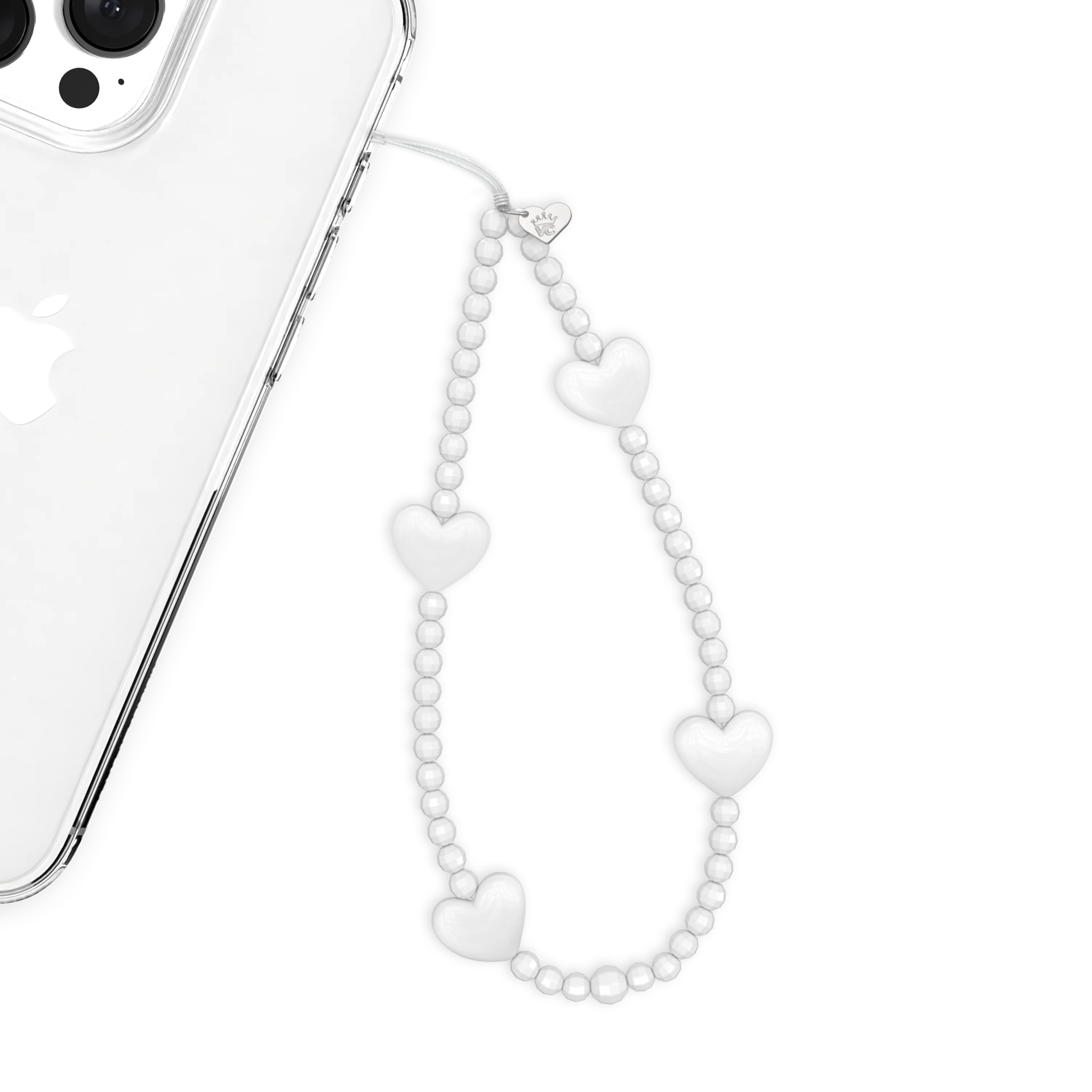 White Heart Phone Charm