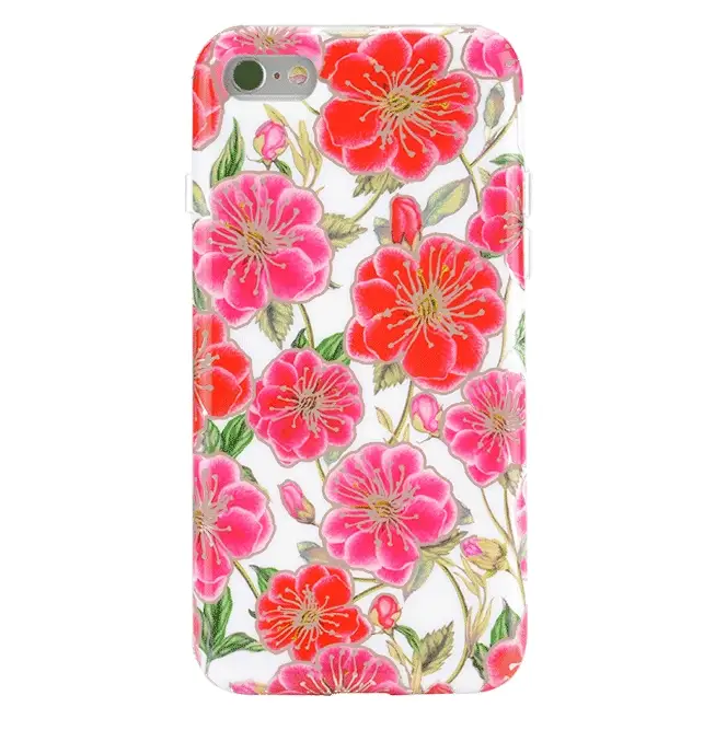 White Hibiscus Rose Gold Chrome Floral iPhone Case - Image 25