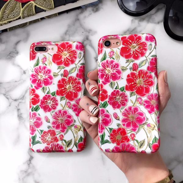 White Hibiscus Rose Gold Chrome Floral iPhone Case - Image 32