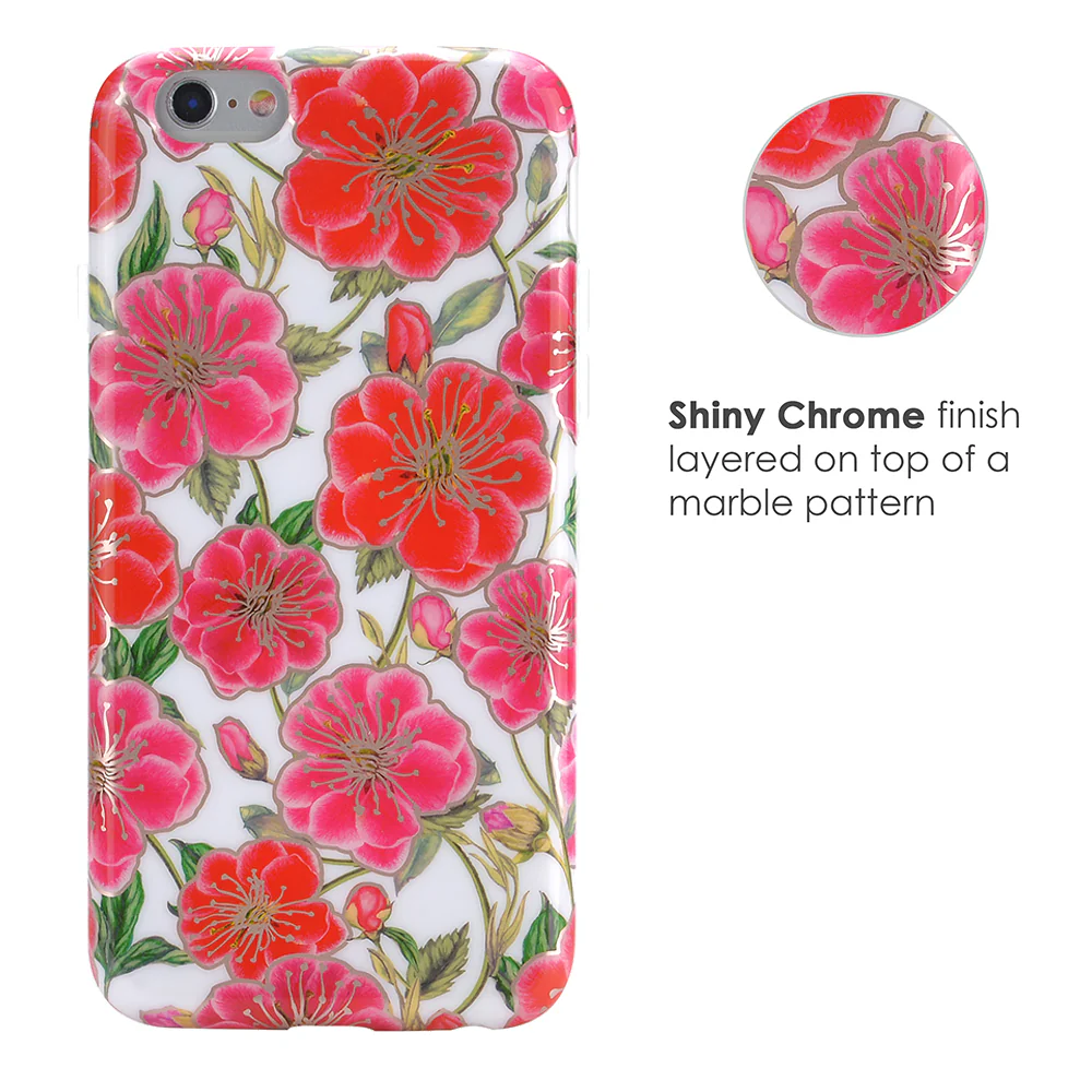 White Hibiscus Rose Gold Chrome Floral iPhone Case - Image 36