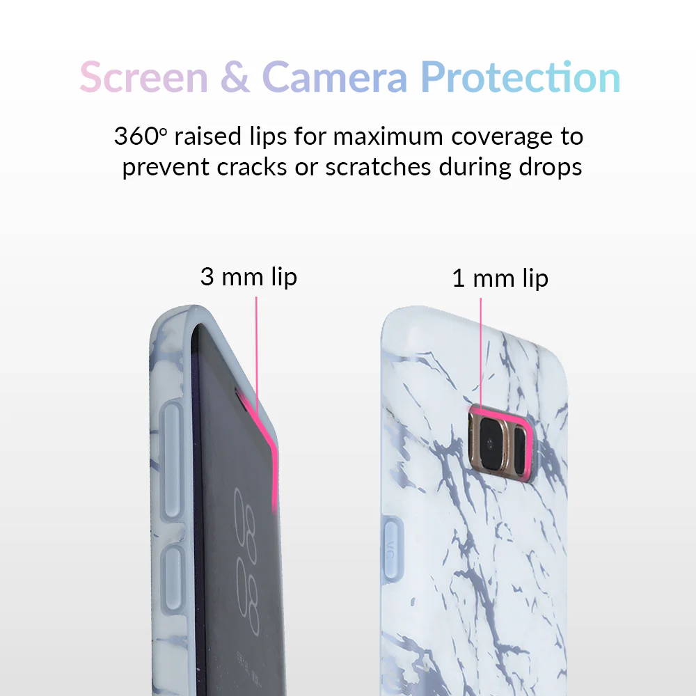 White Marble Blue Chrome Samsung Galaxy Case - Image 16