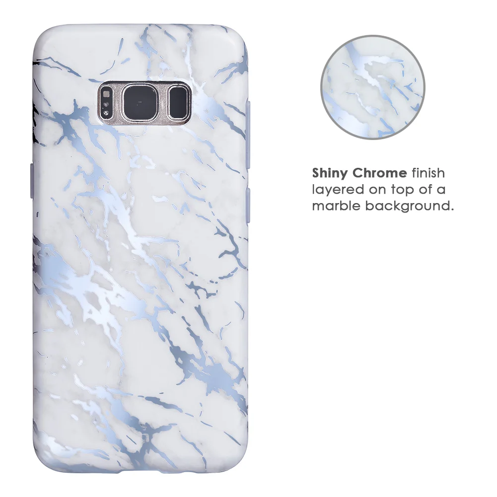 White Marble Blue Chrome Samsung Galaxy Case - Image 19