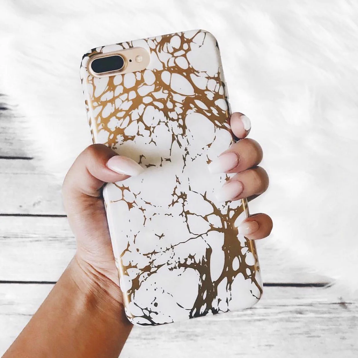 White Marble Gold Chrome iPhone Case - Image 9
