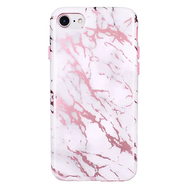 White Marble Pink Chrome iPhone Case - Image 18