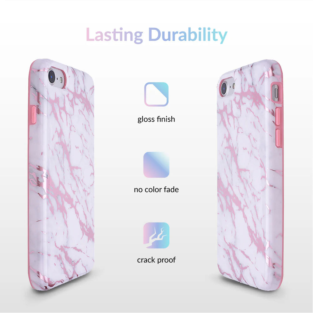 White Marble Pink Chrome iPhone Case - Image 22