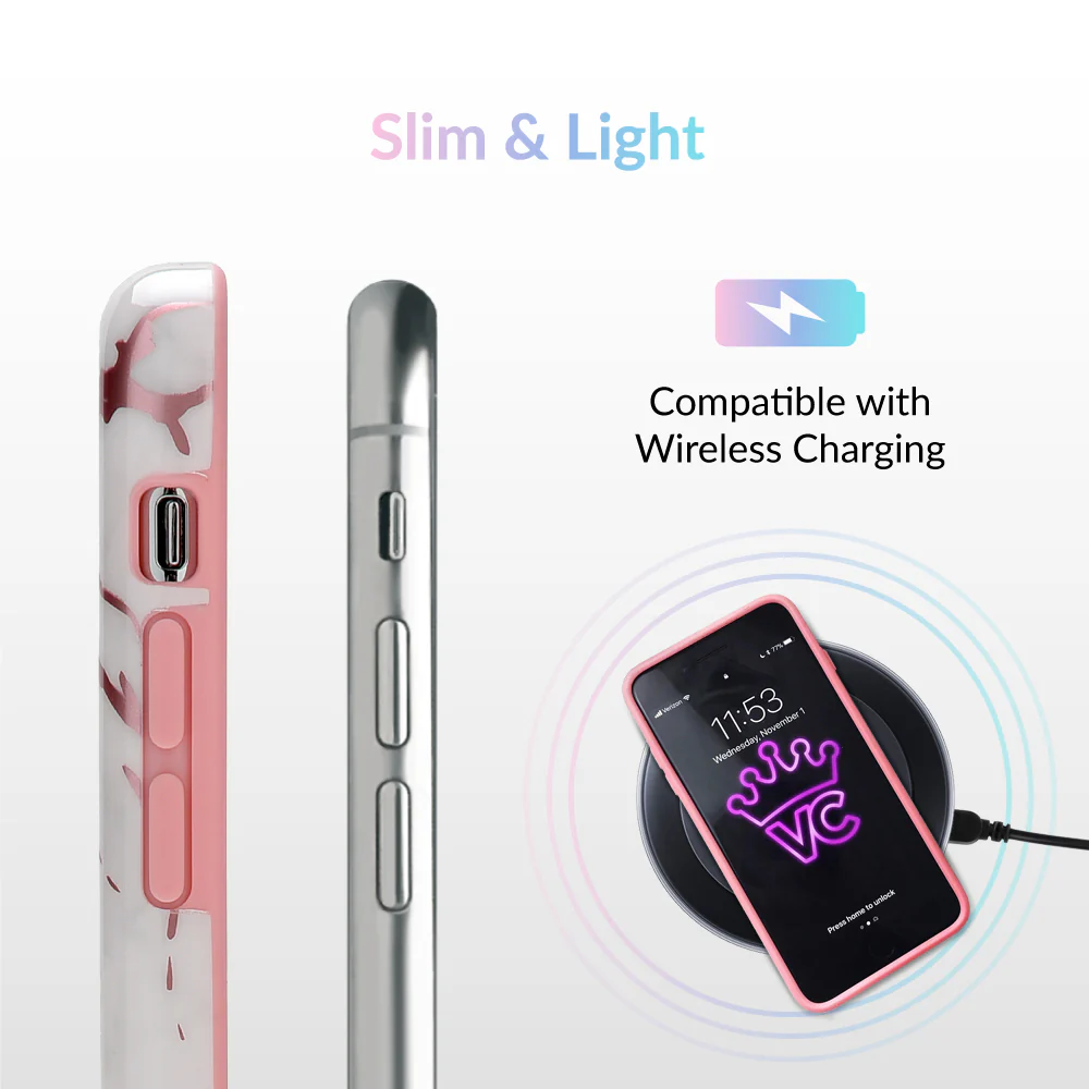 White Marble Pink Chrome iPhone Case - Image 23