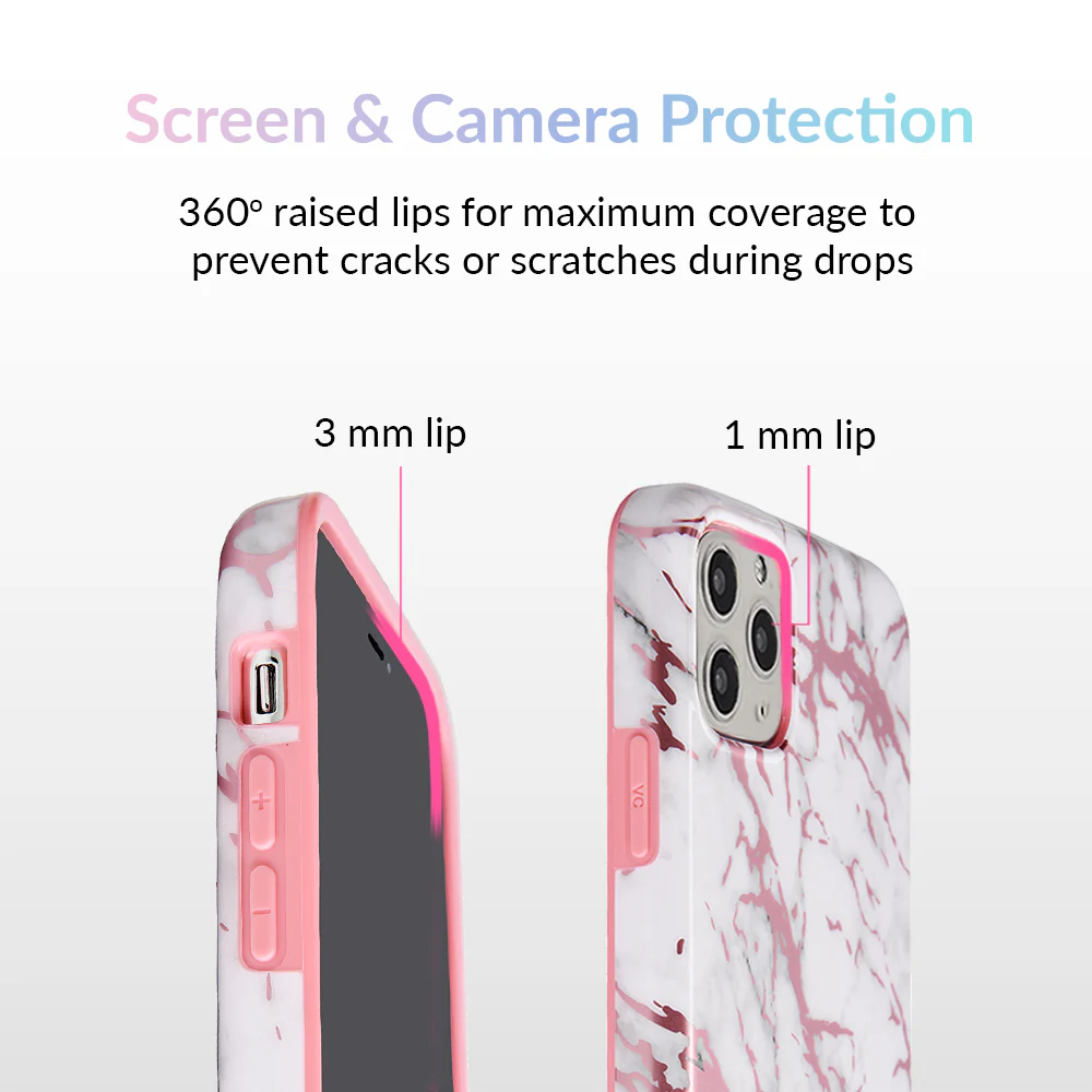 White Marble Pink Chrome iPhone Case - Image 66
