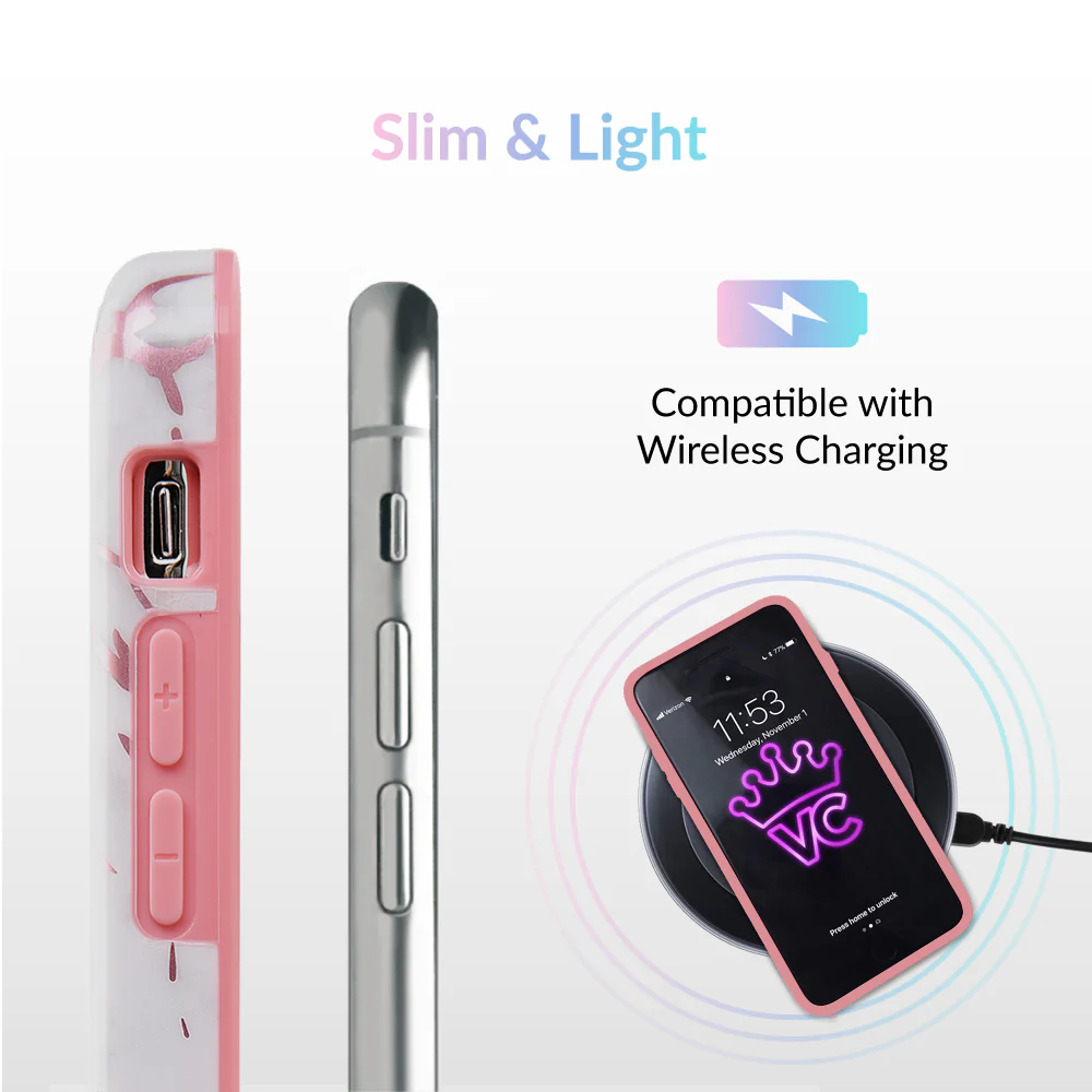 White Marble Pink Chrome iPhone Case - Image 69