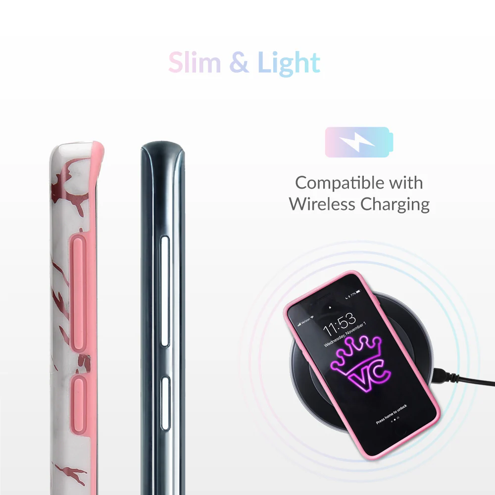 White Marble Pink Chrome Samsung Galaxy Case - Image 5