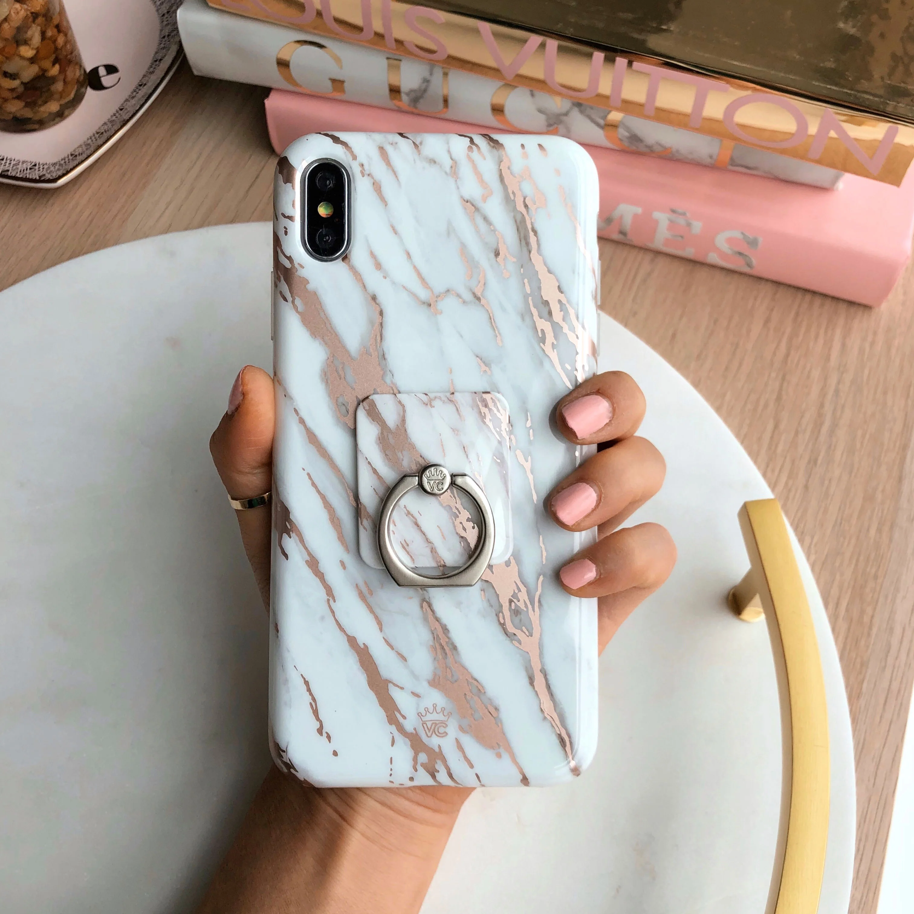 White Marble Rose Gold Chrome 2.0 iPhone Case - Image 26