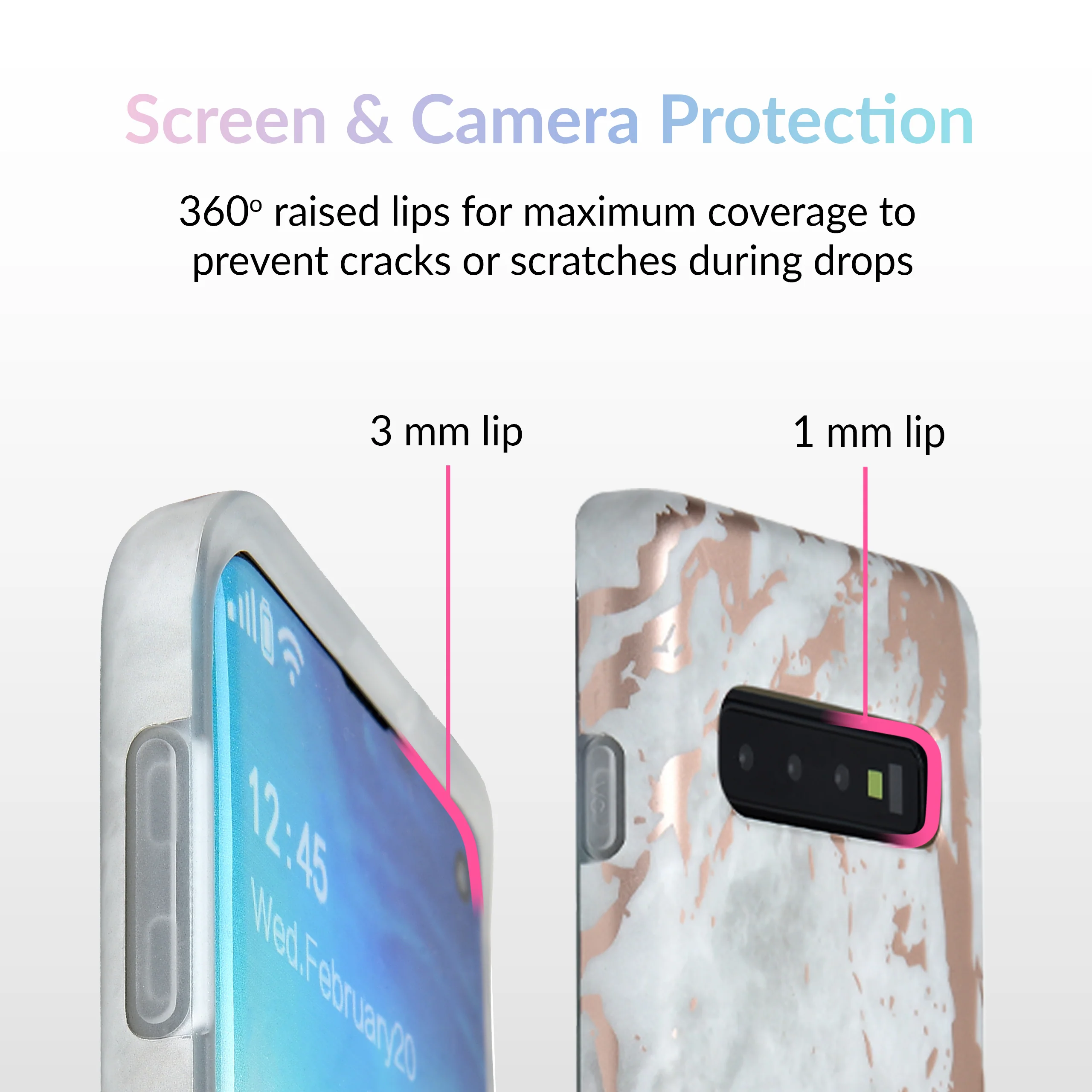 White Marble Rose Gold Chrome Samsung Galaxy Case - Image 32