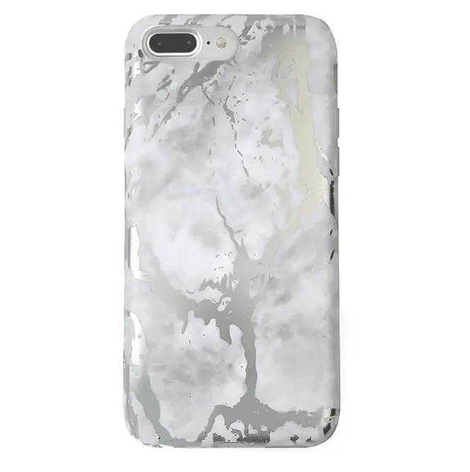 White Marble Silver Chrome iPhone Case - Image 22