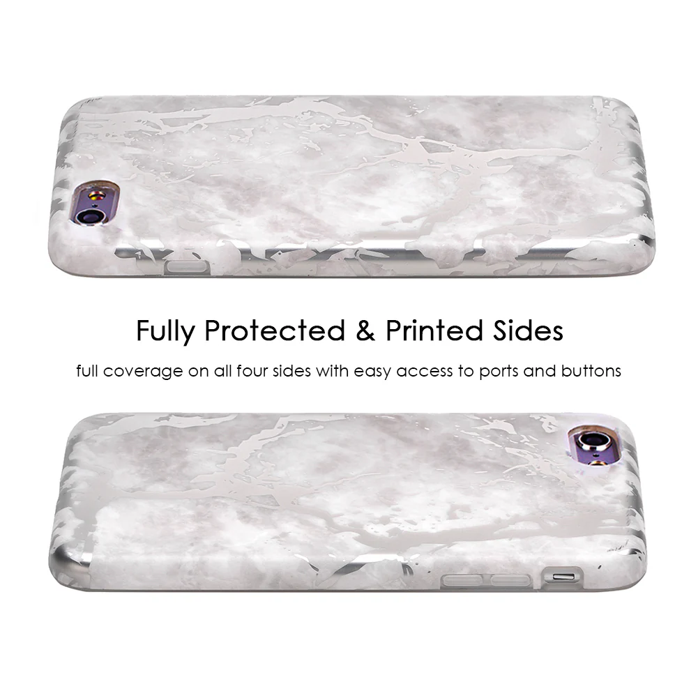White Marble Silver Chrome iPhone Case - Image 32