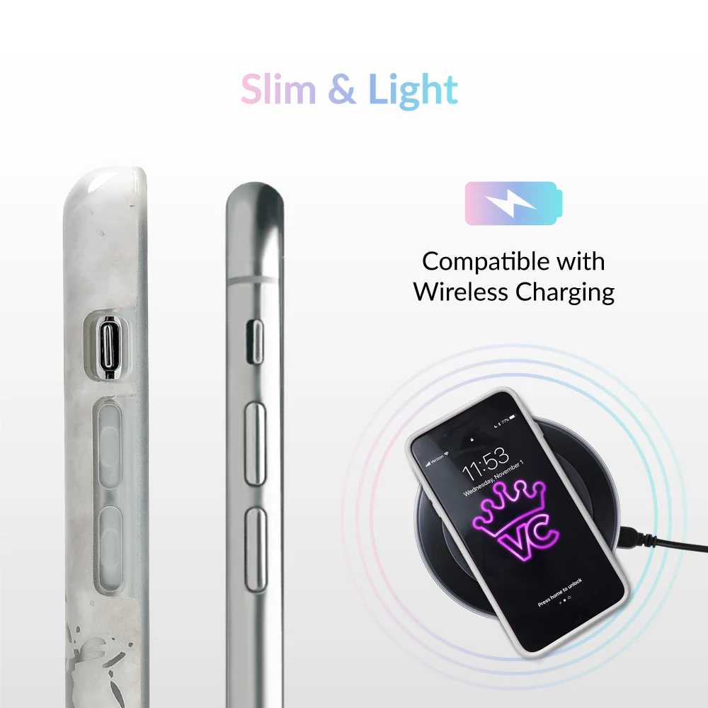 White Marble Silver Chrome iPhone Case - Image 6
