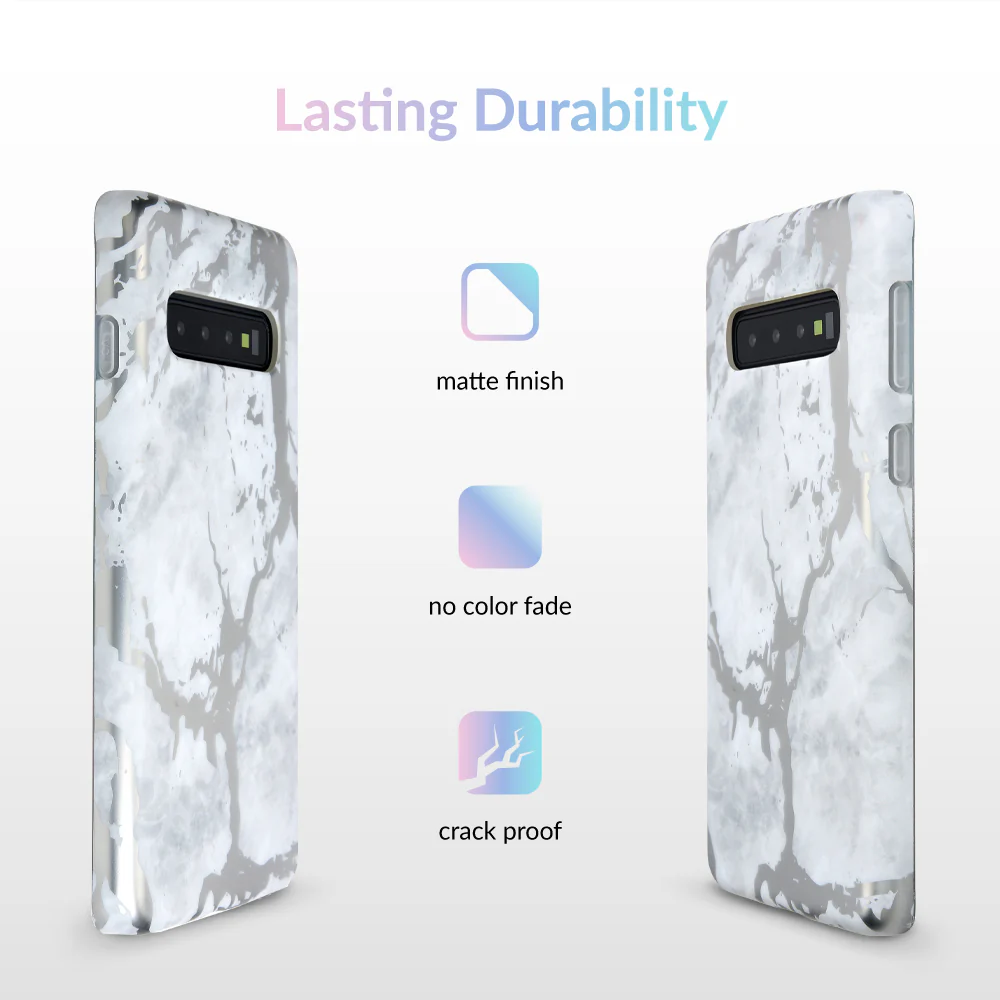 White Marble Silver Chrome Samsung Galaxy Case - Image 26