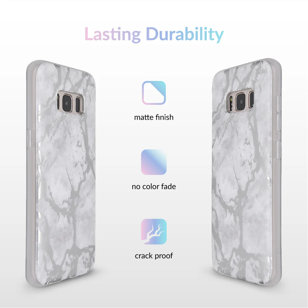 White Marble Silver Chrome Samsung Galaxy Case - Image 4