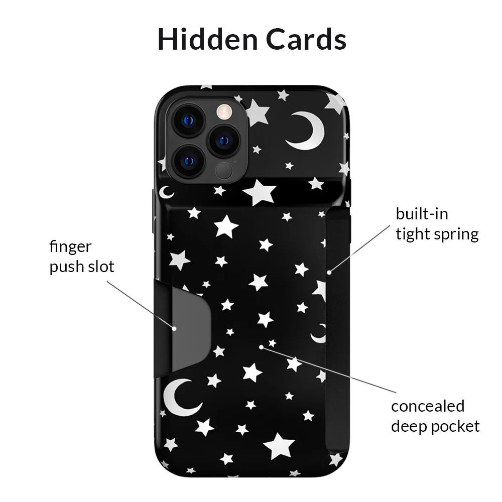 White Stars & Moon Iphone Wallet Case - Image 60